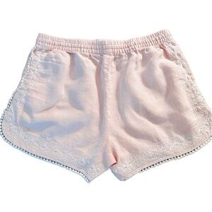 Cynthia Rowley 100% Linen Shorts 3” Inseam Side Pockets and Elastic Waist Size M